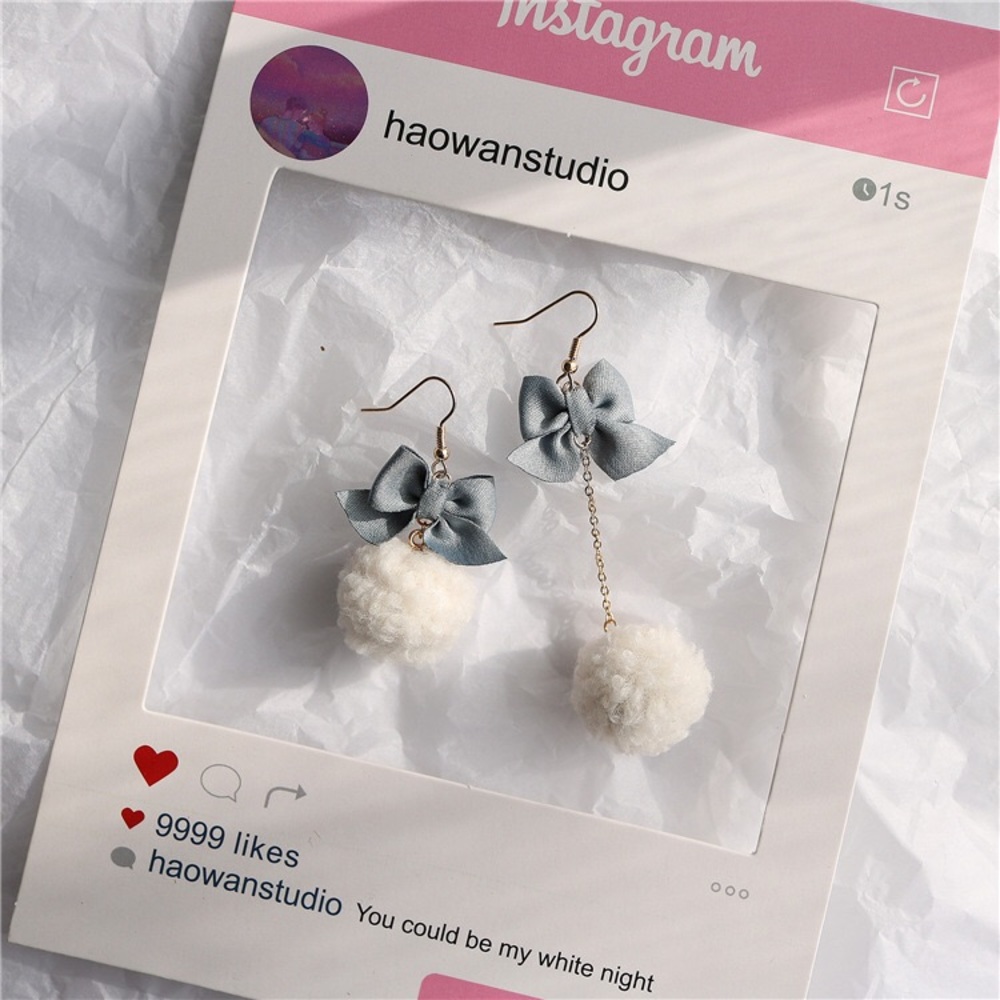 fuzzy earring with bowknot adorable and unique